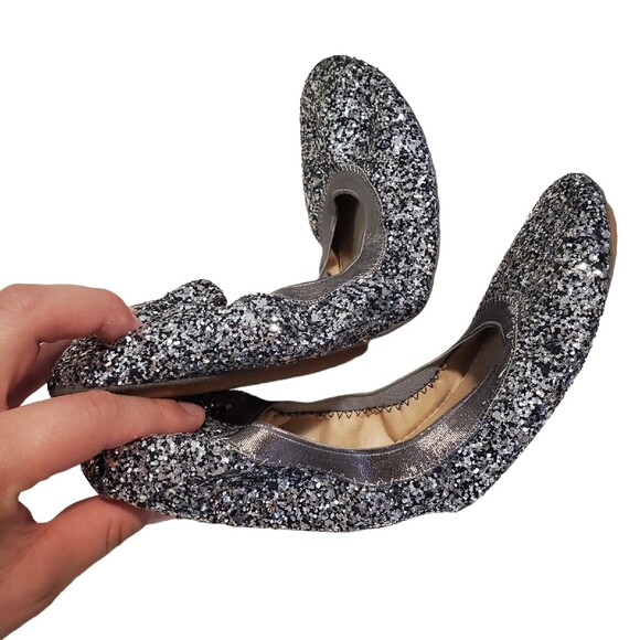 YNY Womens Flats Lexington Navy Blue Sequin Ballet Round Toe Elastic 9M - Picture 4 of 5